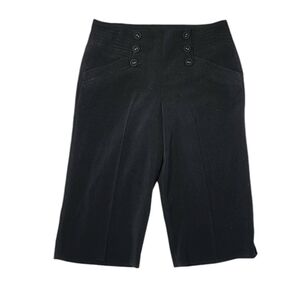 LARRY LEVINE  Woman Stretch Black Button Front Cropped‎ Pants Size 6 Small